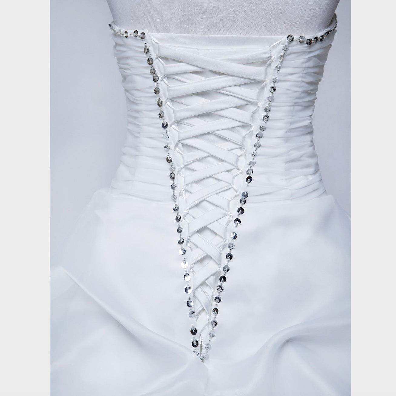 Nine Seven Strapless Asymmetric Train Sequins Sleeveless Wedding Dress