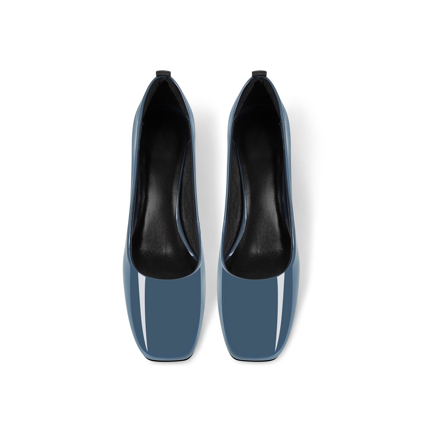 Nine Seven Women's Glossy Patent Leather Square Toe Handmade Chunky Heels Pumps Shoes