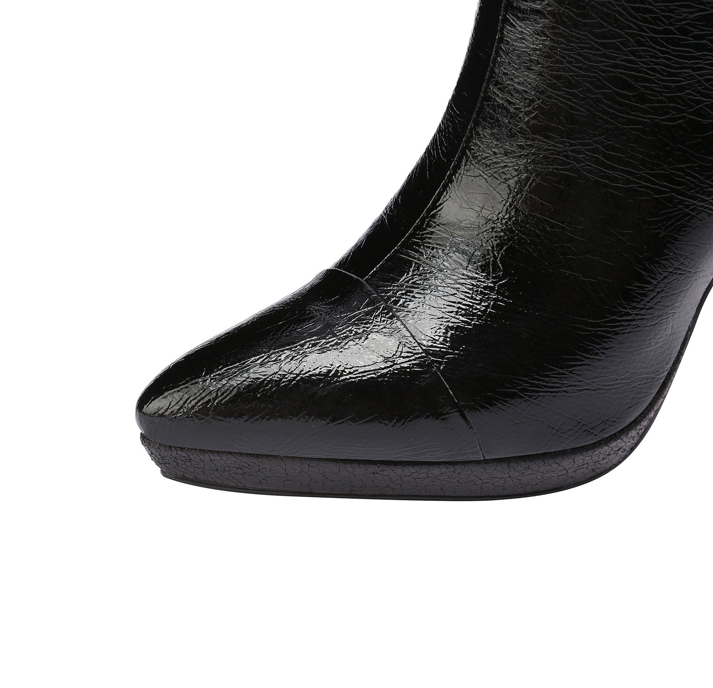 Nine Seven Handmade Women's Genuime Leather Platform Metal Décor Buttons Printed Side Zipper Pointed Toe High Stiletto Heel Ankle Boots