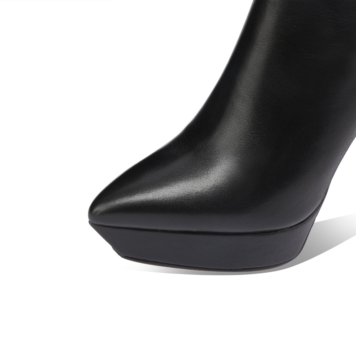 Nine Seven Handmade Women's Genuime Leather Platform Side Zipper Pointed Toe High Stiletto Heel Ankle Boots Shoes