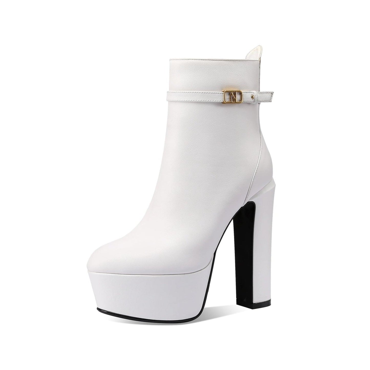 Nine Seven Handmade Women's Genuine Leather Fashion Side Zipper Pointed Toe High Heel Sexy Platform Boots