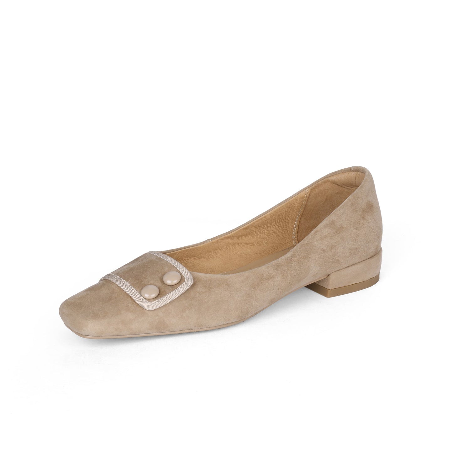 Nine Seven Women's Square Toe Soft Suede Leather Handmade Button Décor Comfort Slip On Flats