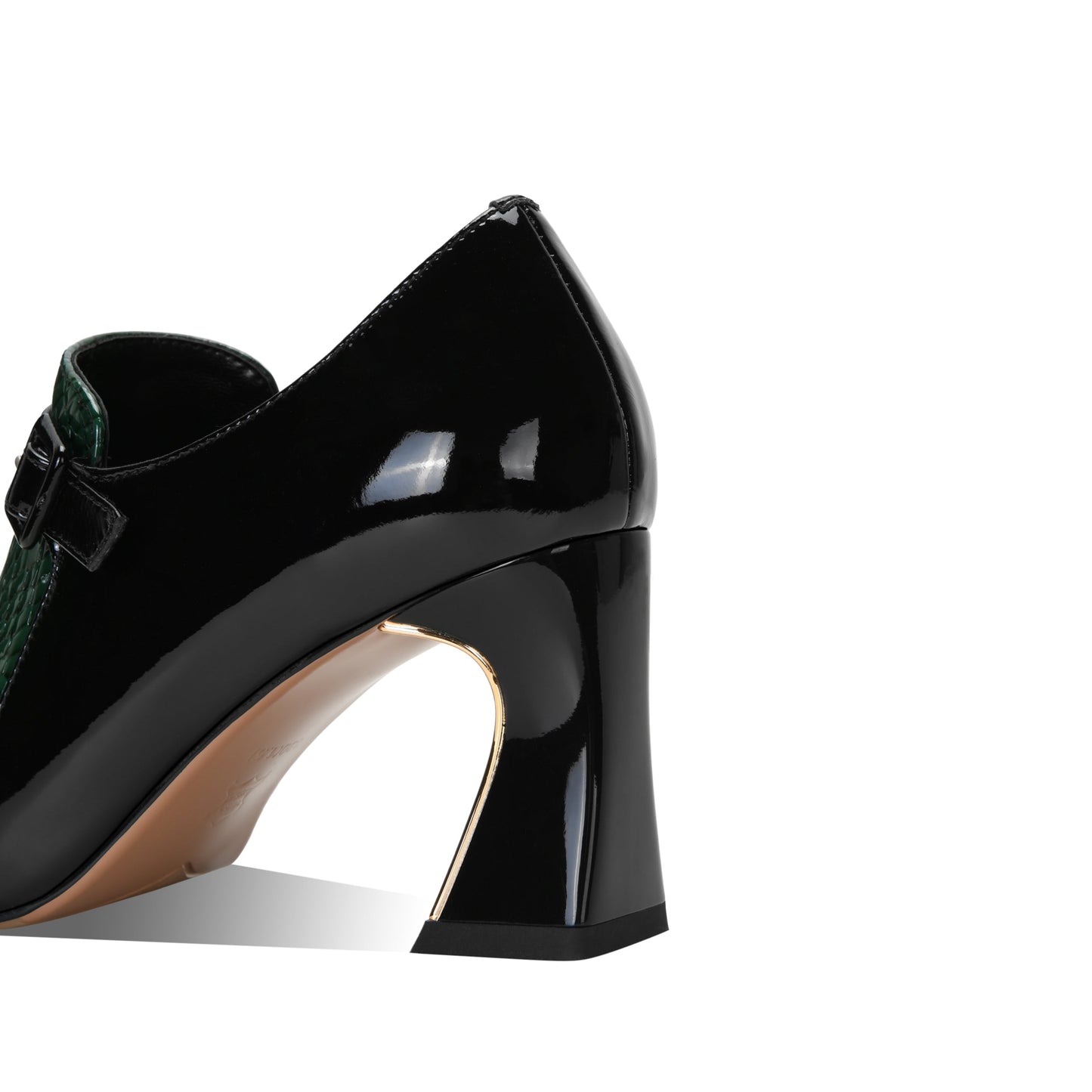 Nine Seven Women's Genuine Leather Round Toe Handmade Buckle Side Zipper Multi-Colored Mid Chunky Heel Stylish Pumps Shoes