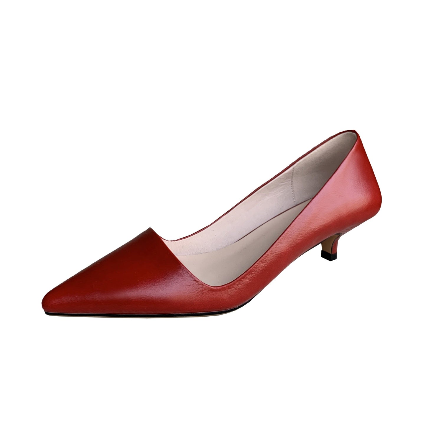 Nine Seven Women's Assorted Color Genuine Leather Handmade Ponted Toe Stylish Kitten Heel Pumps Shoes