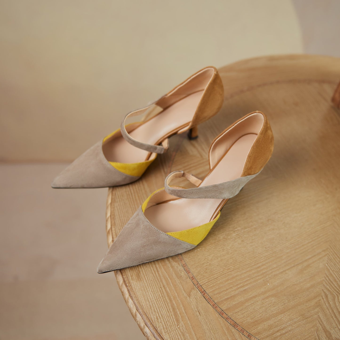 Nine Seven Suede Leather Women's Handmade Assorted Colors Pointed Toe Mid Heel Graceful Summer Dress Pumps