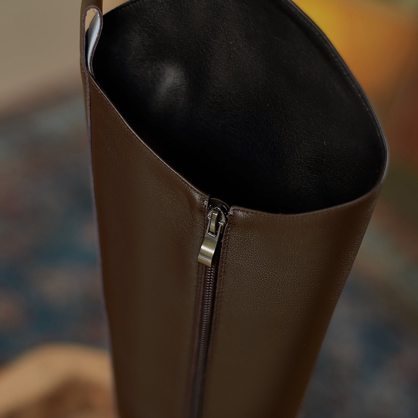 Nine Seven Women's Genuine Leather Round Toe Handmade Platform Side Zipper Chic Irregular Knight Boots