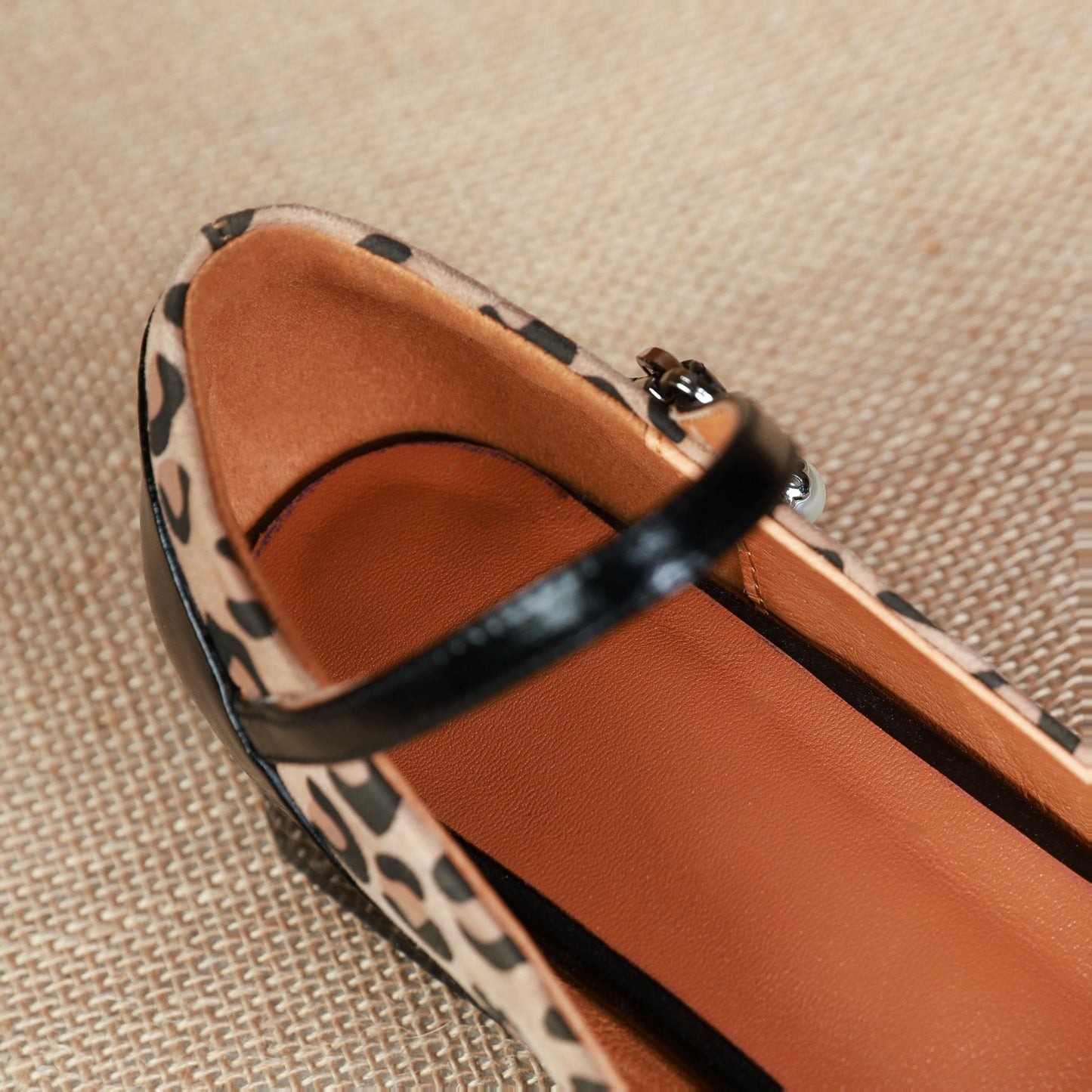 Nine Seven Women's Square Toe Leopard Print Genuine Leather Handmade Low Heel Chic Mary Jane Shoes