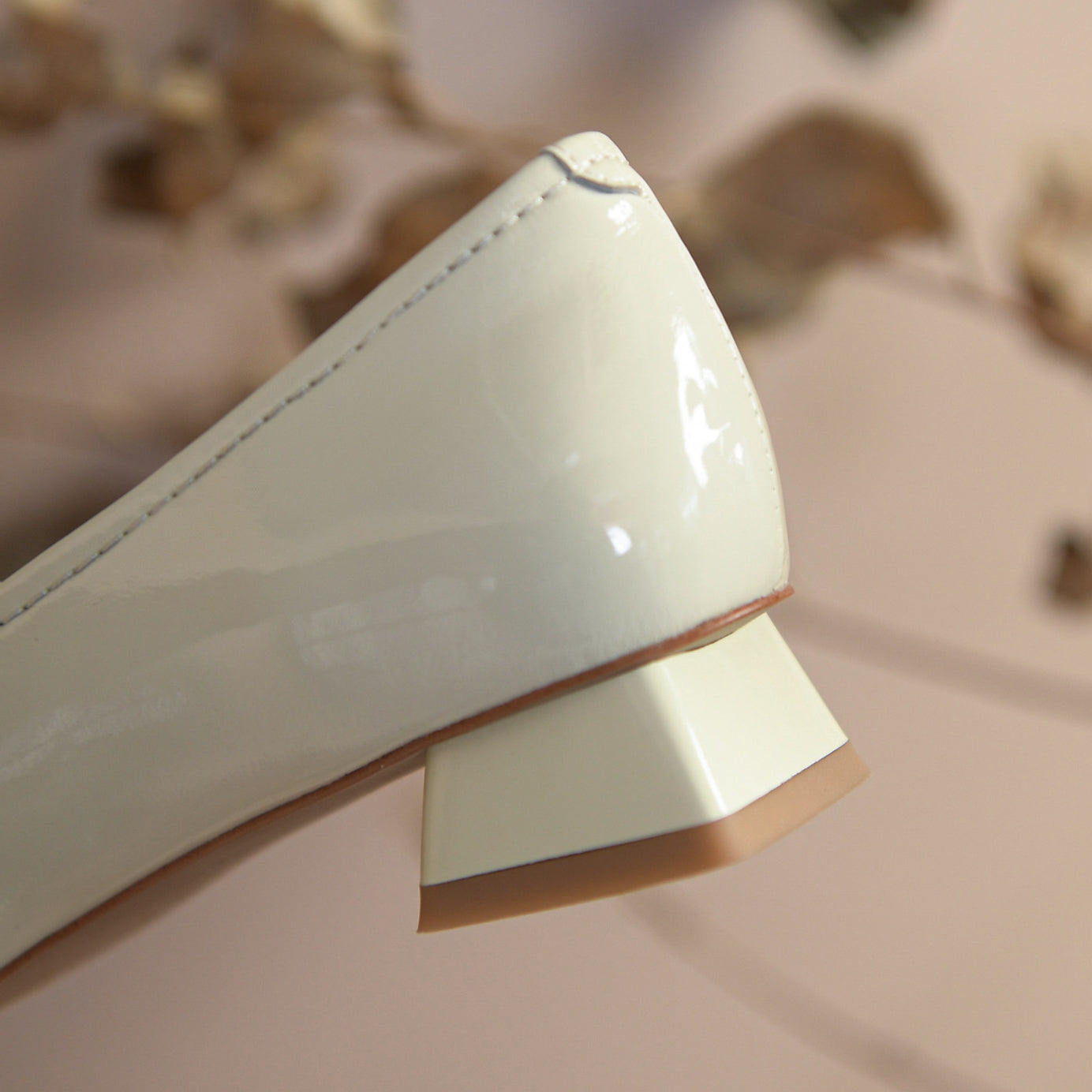 Nine Seven Women's Glossy Patent Leather Handmade Classic Square Toe Block Heel Comfortable Casual Pumps with Chain Decor