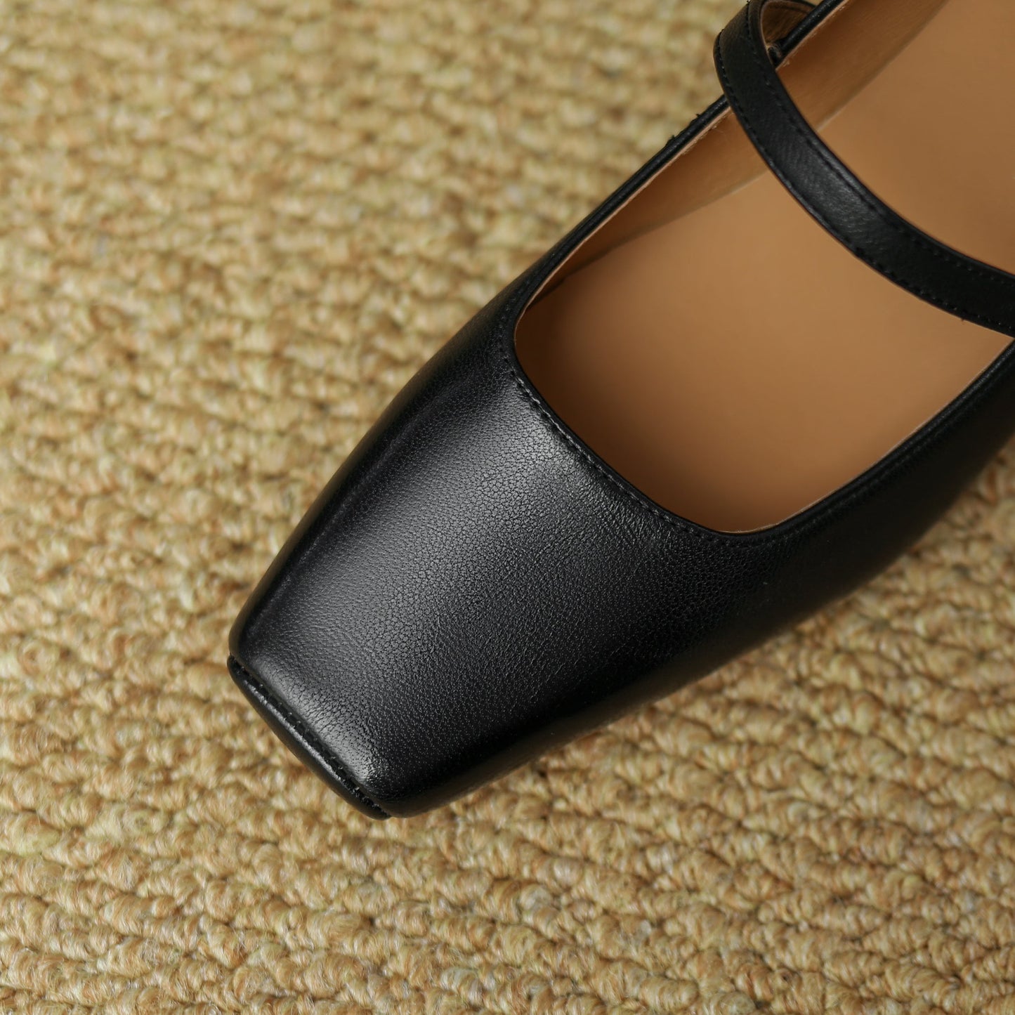 Nine Seven Women's Genuine Leather Handmade Square Toe Mid Heel Buckle Mary Jane Dress Pumps