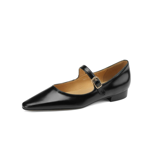 Nine Seven Women's Patent Leather Handmade Pointed Toe Flats Buckle Mary Janes Cute Dress Shoes