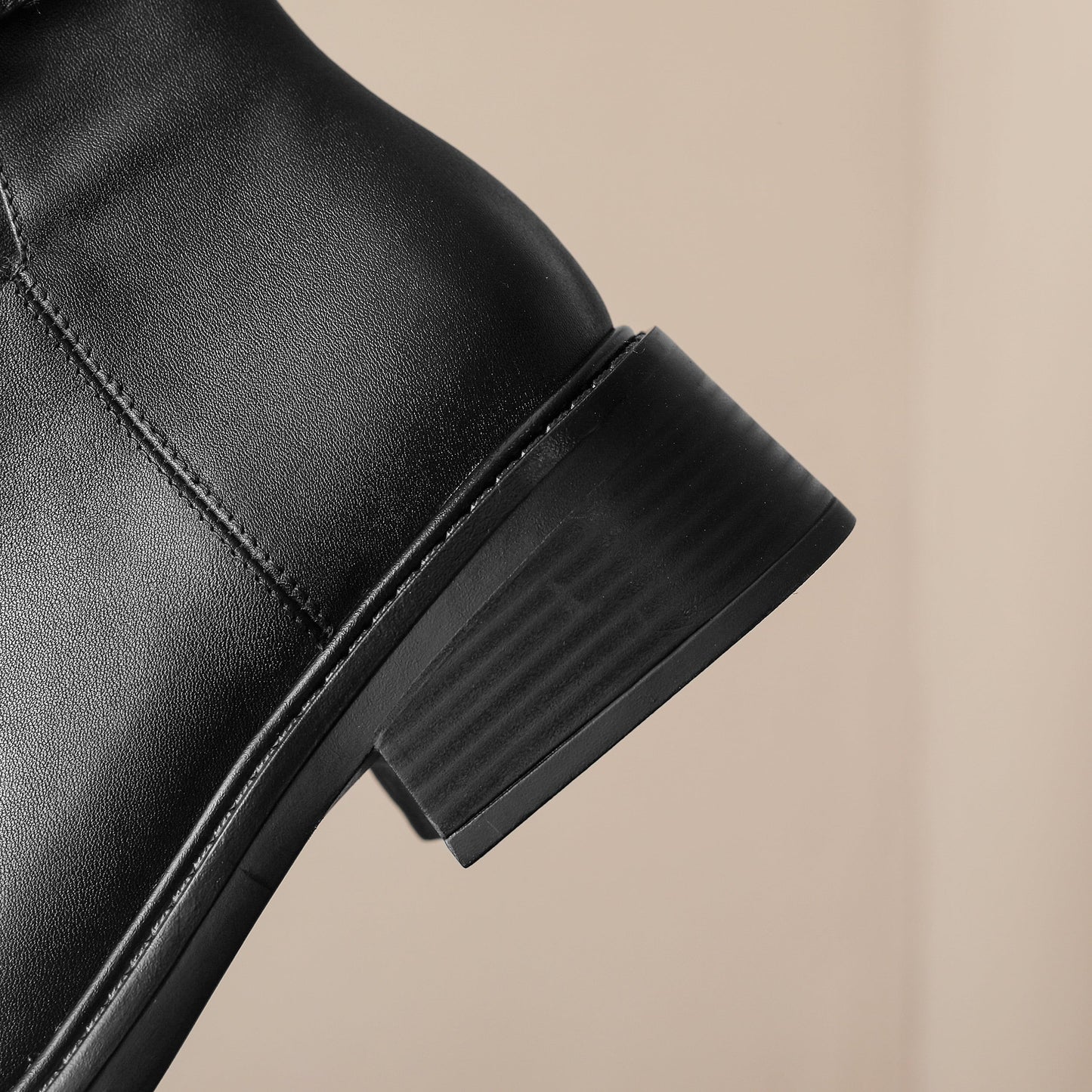 Nine Seven Handmade Women's Genuine Leather Ankle Buckle Design Square Toe Low Block Heel Side Zipper Ankle Boots Shoes