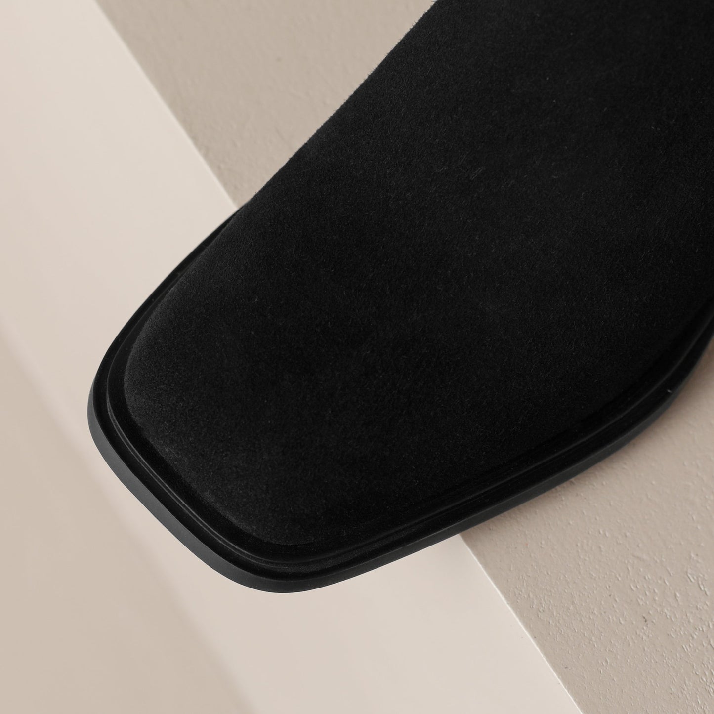 Nine Seven Handmade Women's Suede Leather Patchwork Stretch Back Zipper Square Toe Mid Chunky Heel Ankle Boots