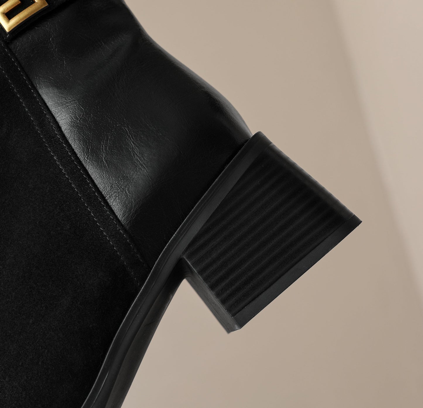 Nine Seven Women's Genuine Leather Round Toe Handmade Buckle Chunky Heels Side Zip Up Chic Ankle Boots