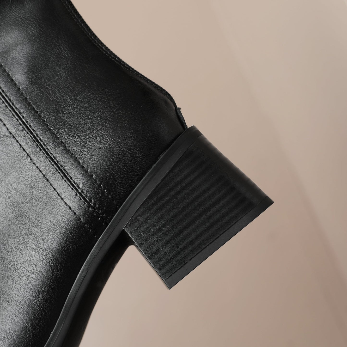 Nine Seven Handmade Women's Genuine Leather Square Back Zip Mid Block Heel Charming Ankle Boots