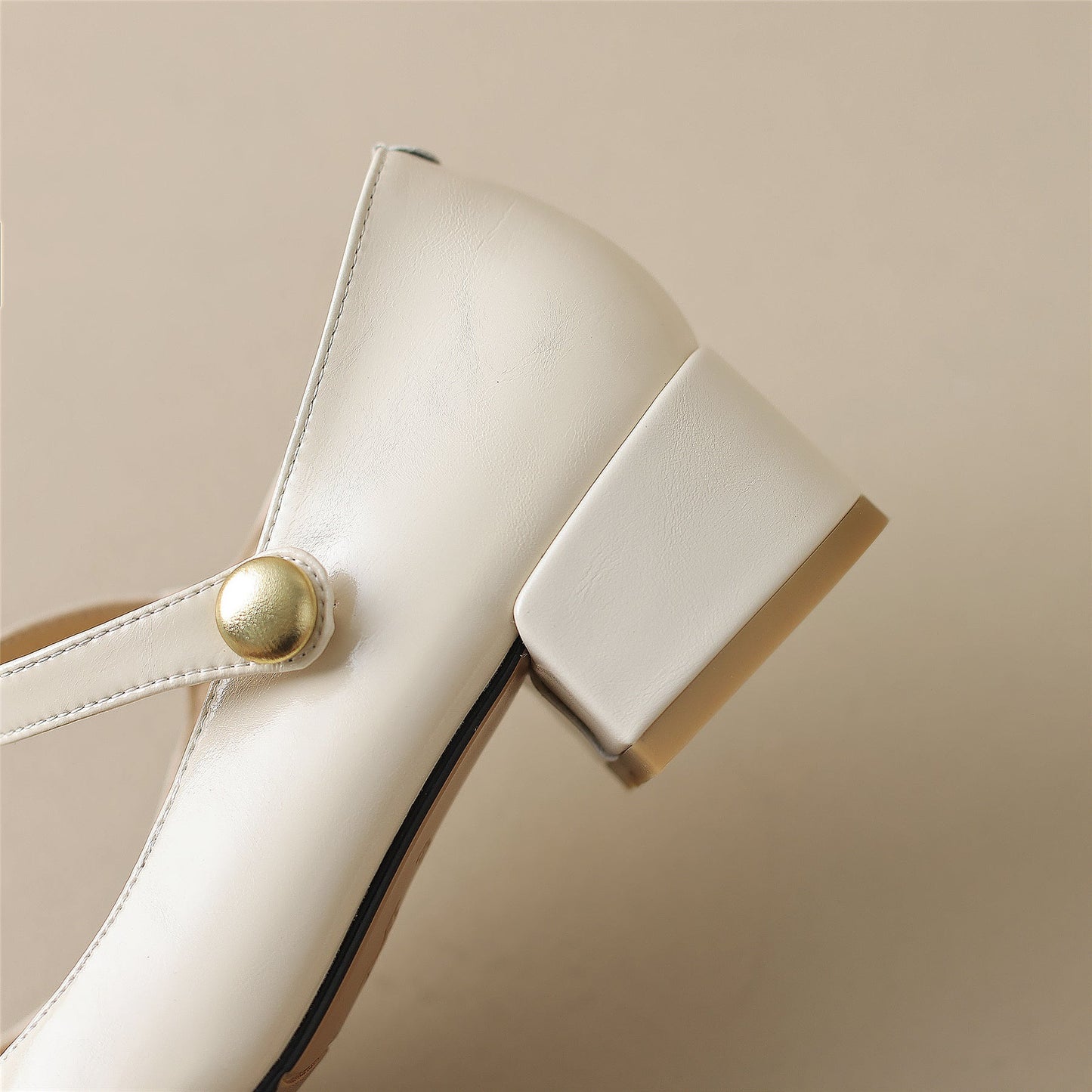 Nine Seven Handmade Women's Genuine Leather Square Toe Block Heel Stretch Band Mary Jane Pumps