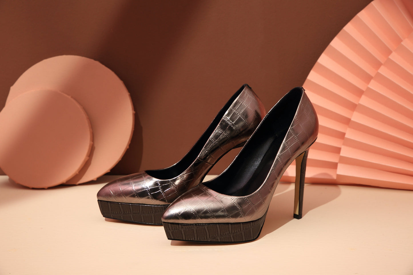 Nine Seven Leather Women's Handmade Pointed Toe Stiletto High Heel Slip On Stylish Platform Pump Shoes