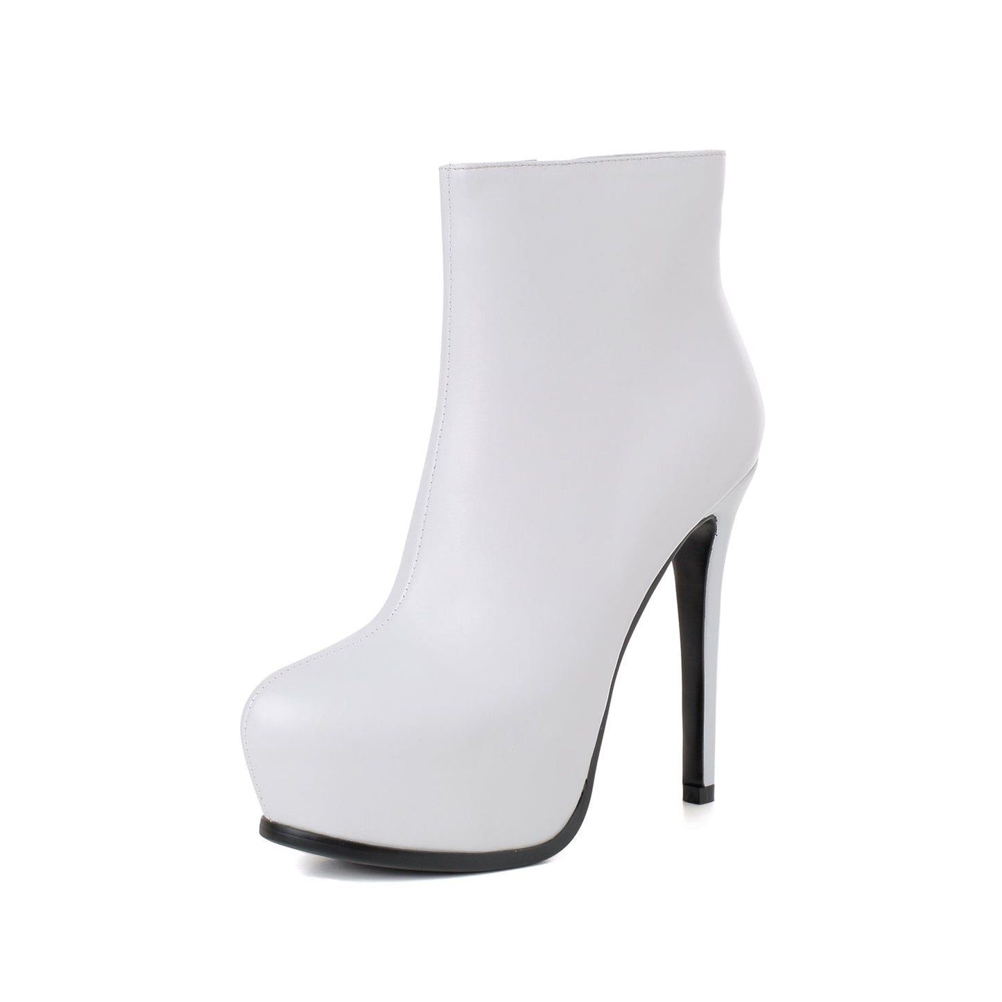 Nine Seven Women's Genuine Leather Clear Pointed Toe Handmade Side Zip Up Sexy High Stiletto Heel Ankle Booties with Platform