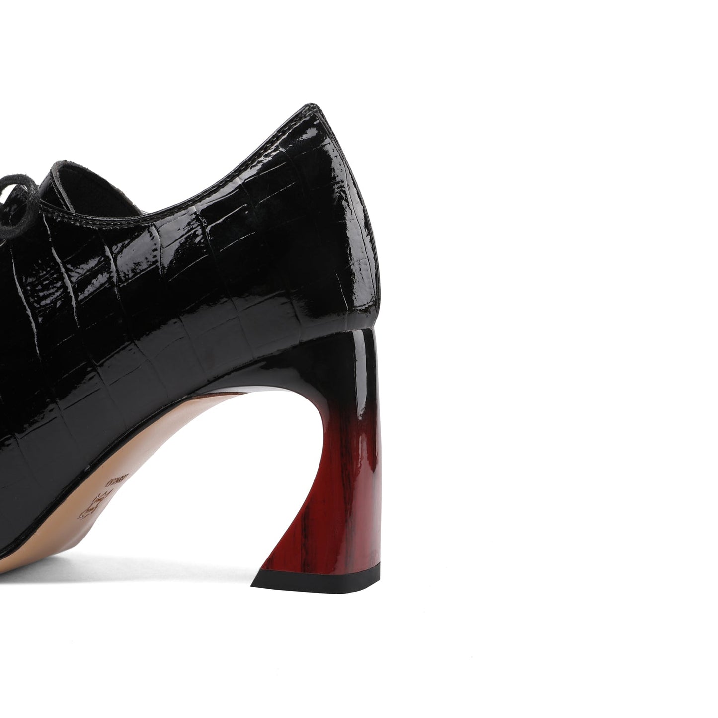 Nine Seven Patent Leather Women's Handmade Pointed Lace Up Toe High Spool Heel Side Zip Retro Pumps