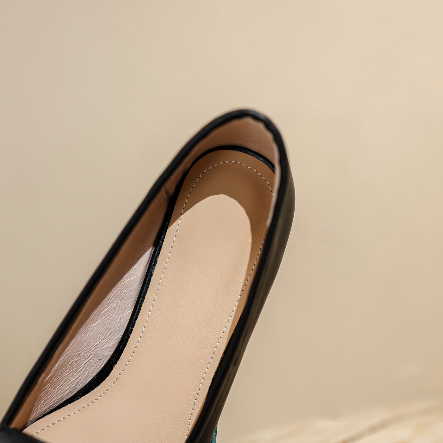 Nine Seven Women's Square Toe Genuine Leather Handmade Low Heels Slip On Casual Pumps Shoes