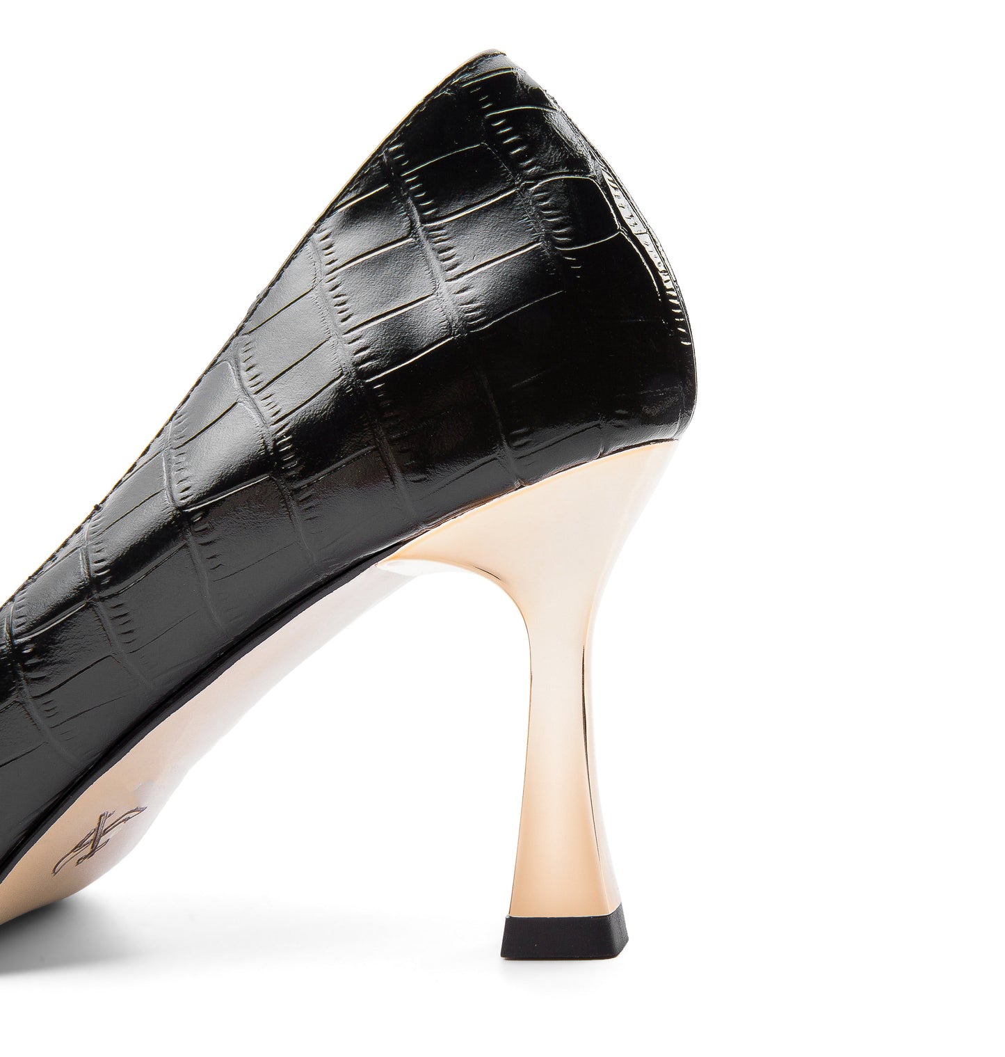 Nine Seven Women's Genuine Leather Handmade Pointed Toe Sexy Mental High Kitten Heel Slip On Loafer Pumps with Mental Pattern Decor