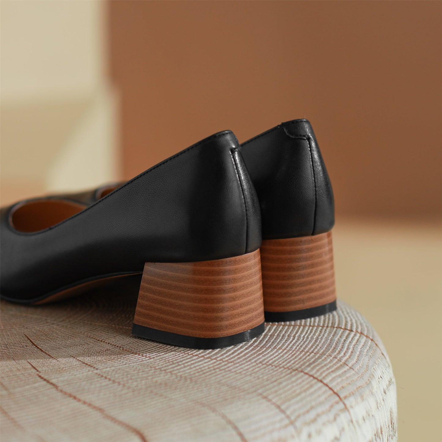 Nine Seven Women's Square Toe Genuine Leather Handamde Low Chunky Heel Casual Loafers