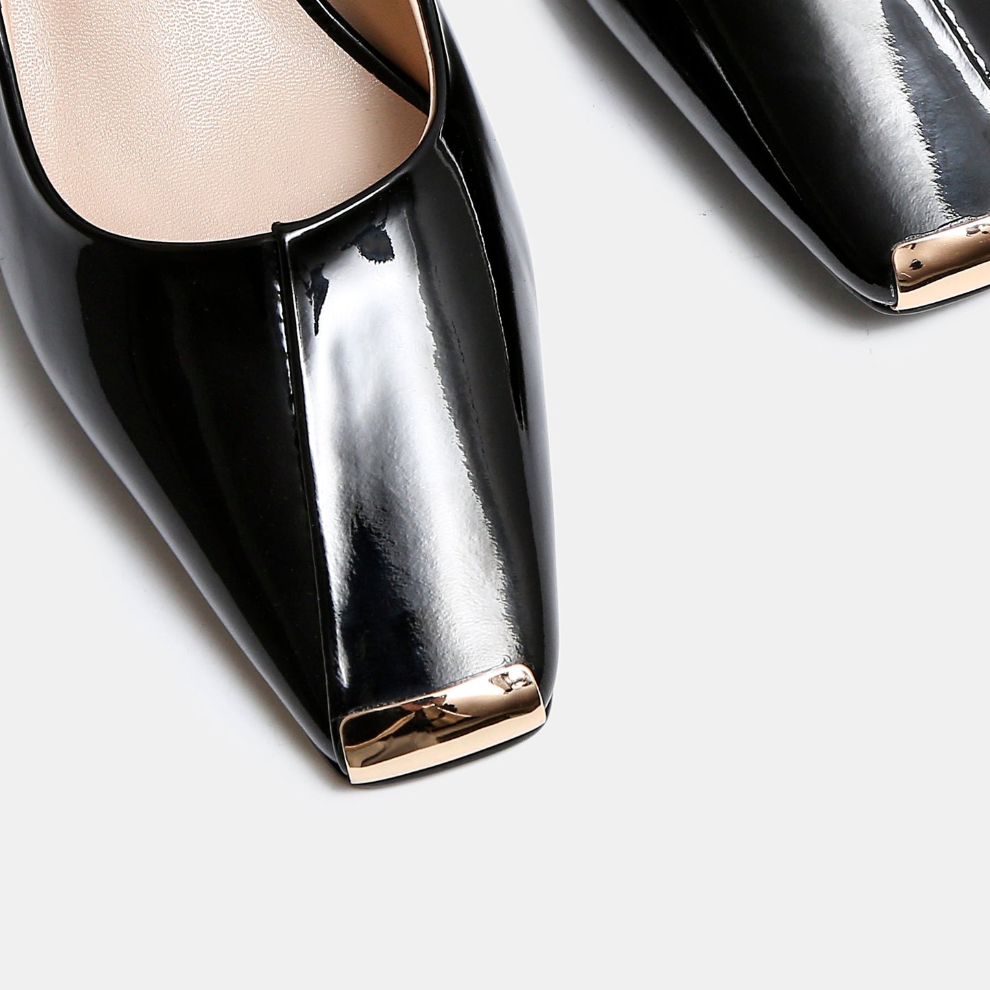 Nine Seven Women's Patent Leather Handmade Low Heel Mental Square Toe Slip On Vintage Loafer Pumps