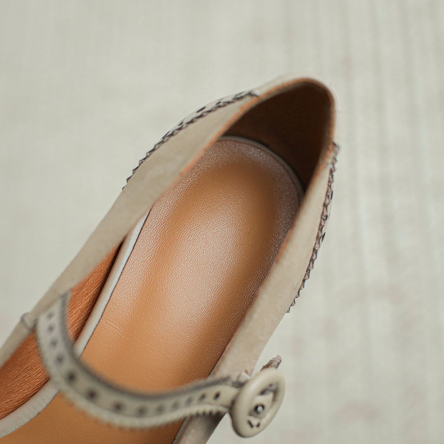 Nine Seven Women's Genuine Leather Handmade Lace Buckle Slip On Square Toe High Block Heel Mary Jane Pumps Shoes