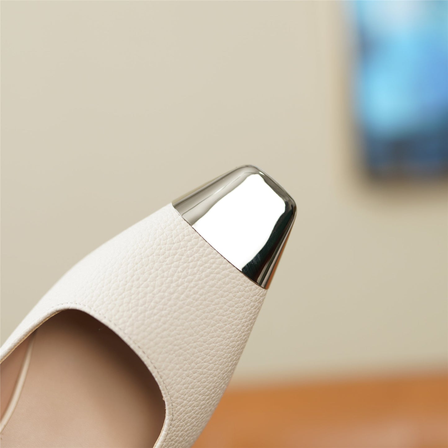 Nine Seven Women's Genuine Leather Handmade Cap-Toe Spool Heel Slip On Loafer Pumps Shoes