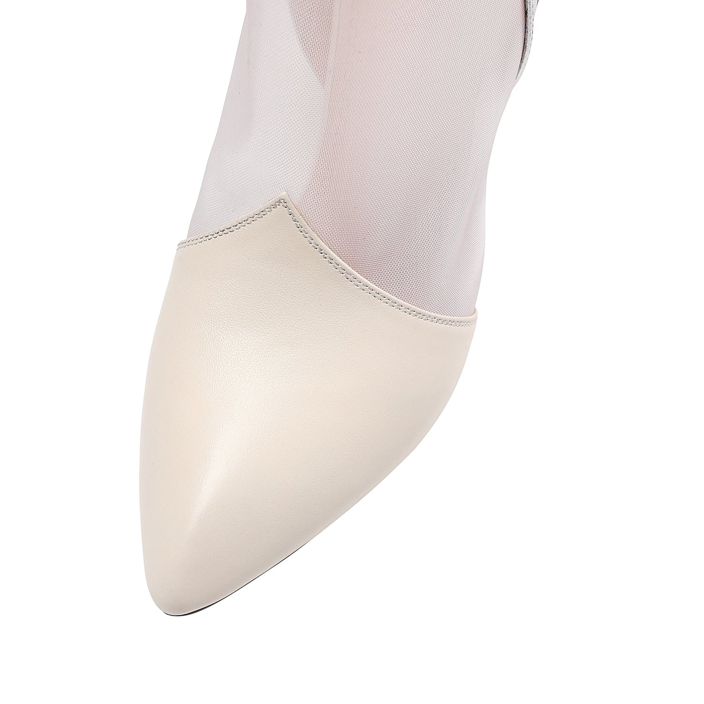 Nine Seven Women's Genuine/Suede Leather with Mesh Handmade Back Zipper High Chunky Heels Summer Boots with Jewelry