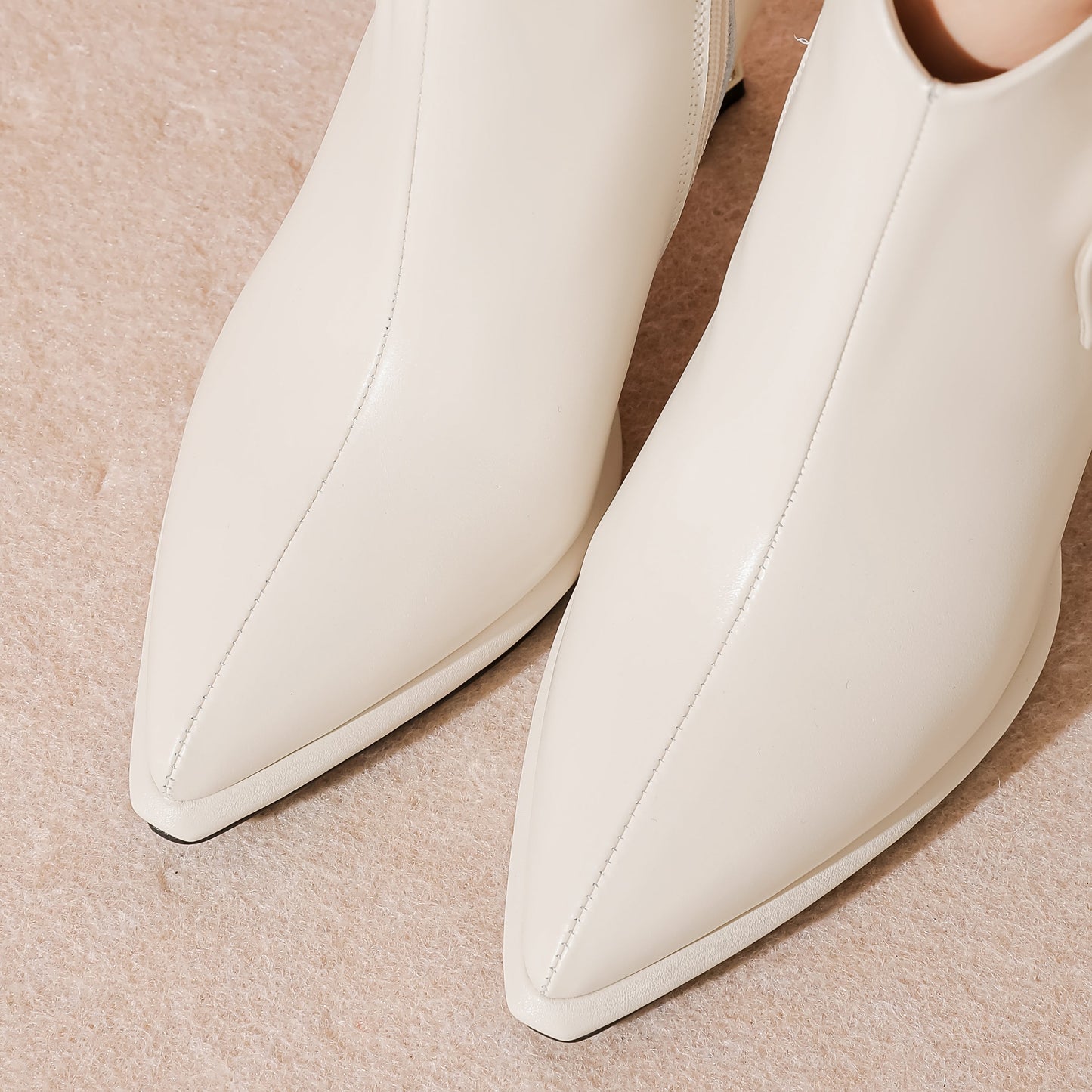 Nine Seven Women's Pointed Toe Genuine Leather Handmade Side Zipper High Heels Stylish Ankle Boots with Bowknot