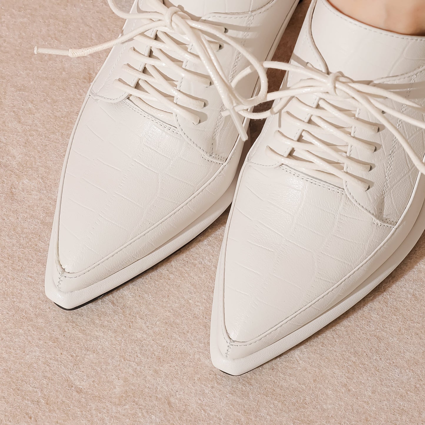 Nine Seven Women's Genuine Leather Pointed Toe Handmade Lace Up Stylish High Heels Pumps Shoes