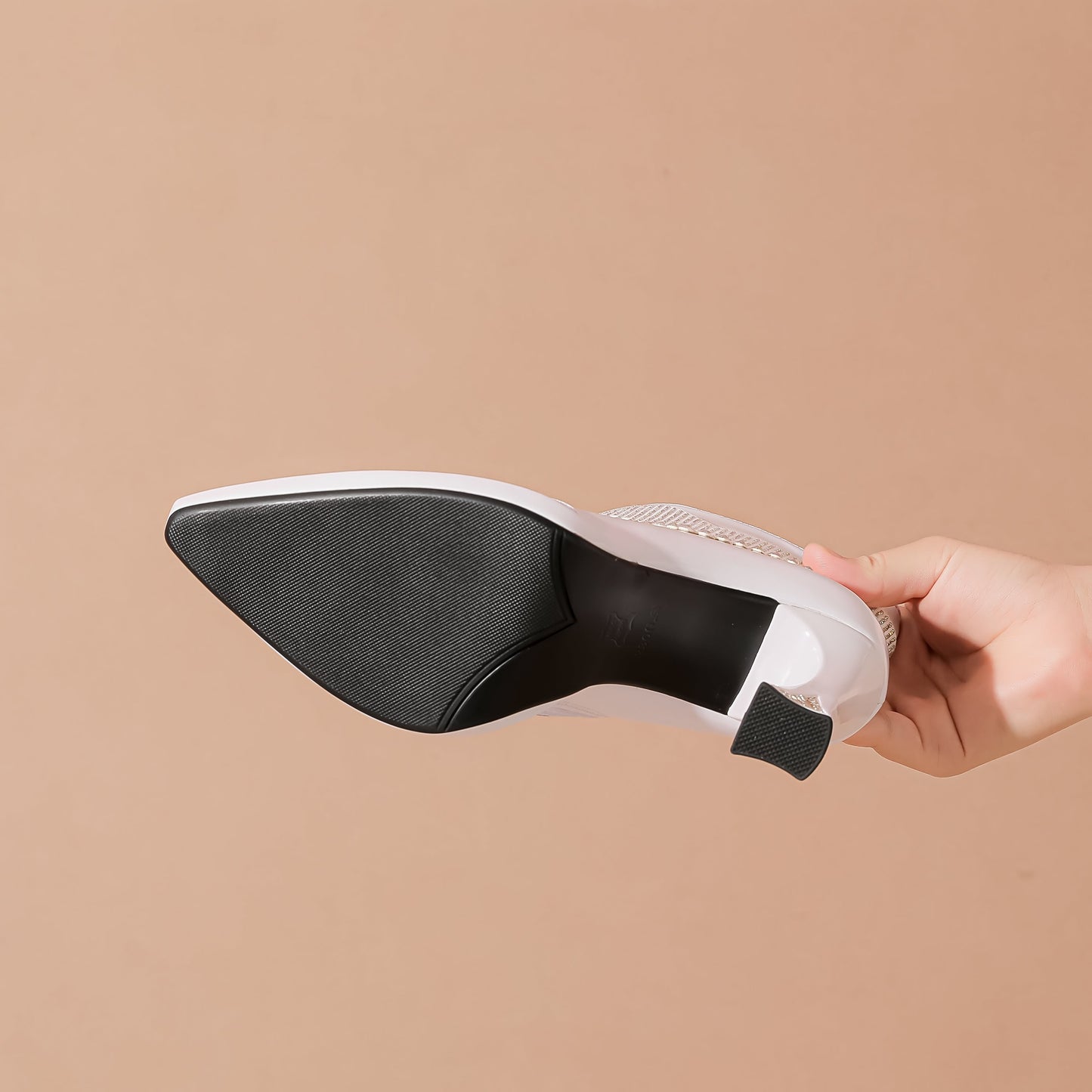 Nine Seven Women's Pointed Toe Patent Leather Handmade Rhinestones Decor Zip Up High Heels Ankle Boots