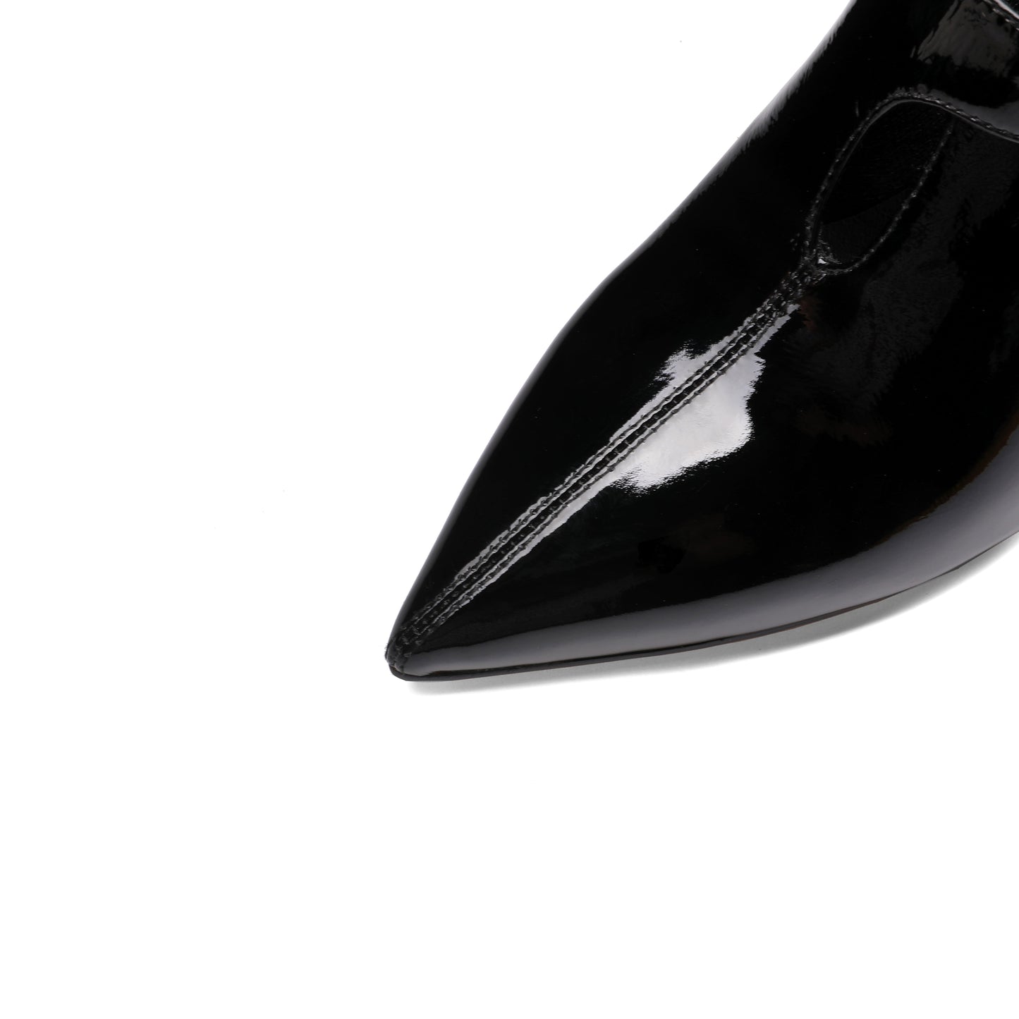 Nine Seven Women's Handmade Patent Leather Elegant Pointed Toe Buckled Mid Heel Pumps with Leopard Print