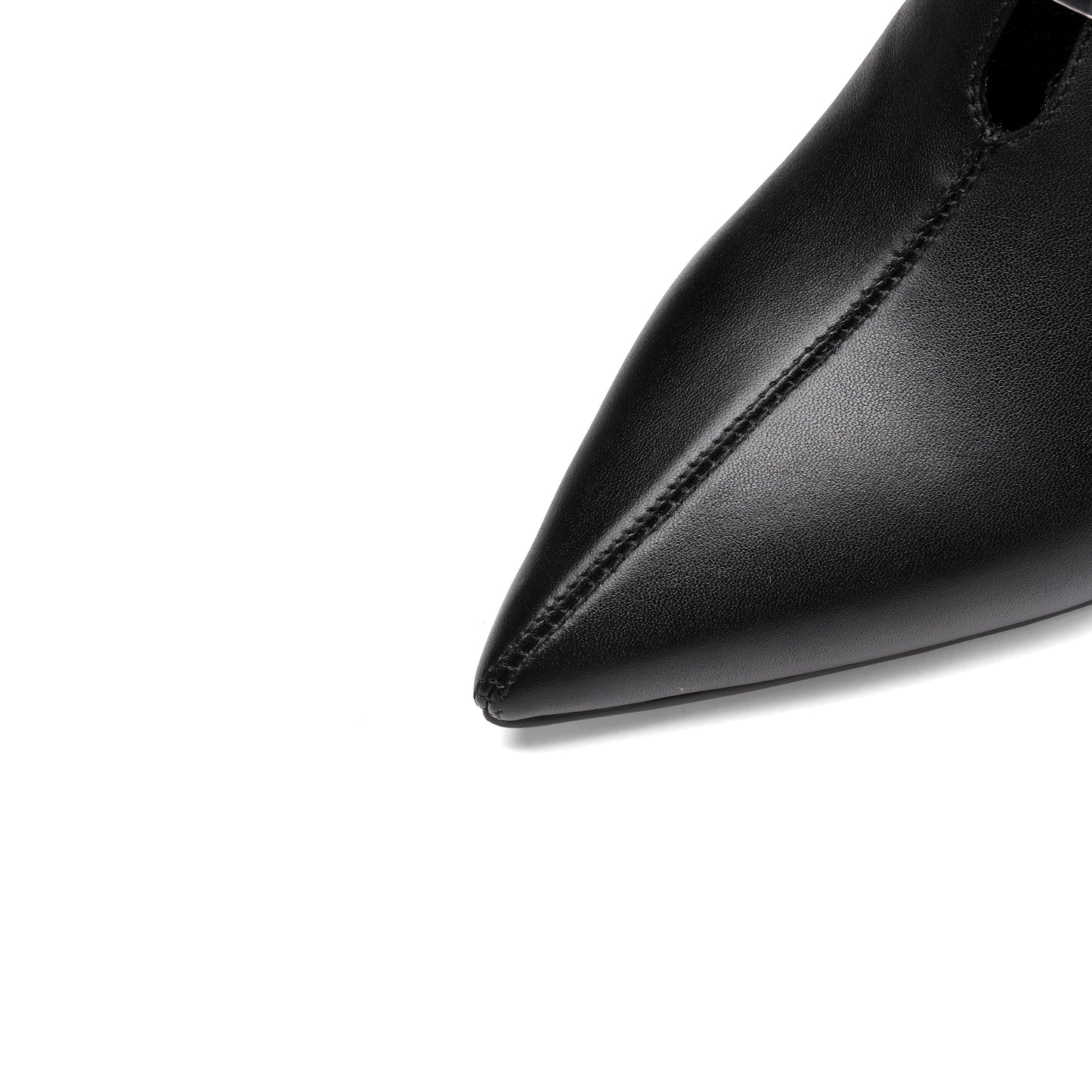 Nine Seven Women's Handmade Pointed Toe Genuine Leather Sexy High Heel Glitter Square Decor Plus-Size Pump Shoes