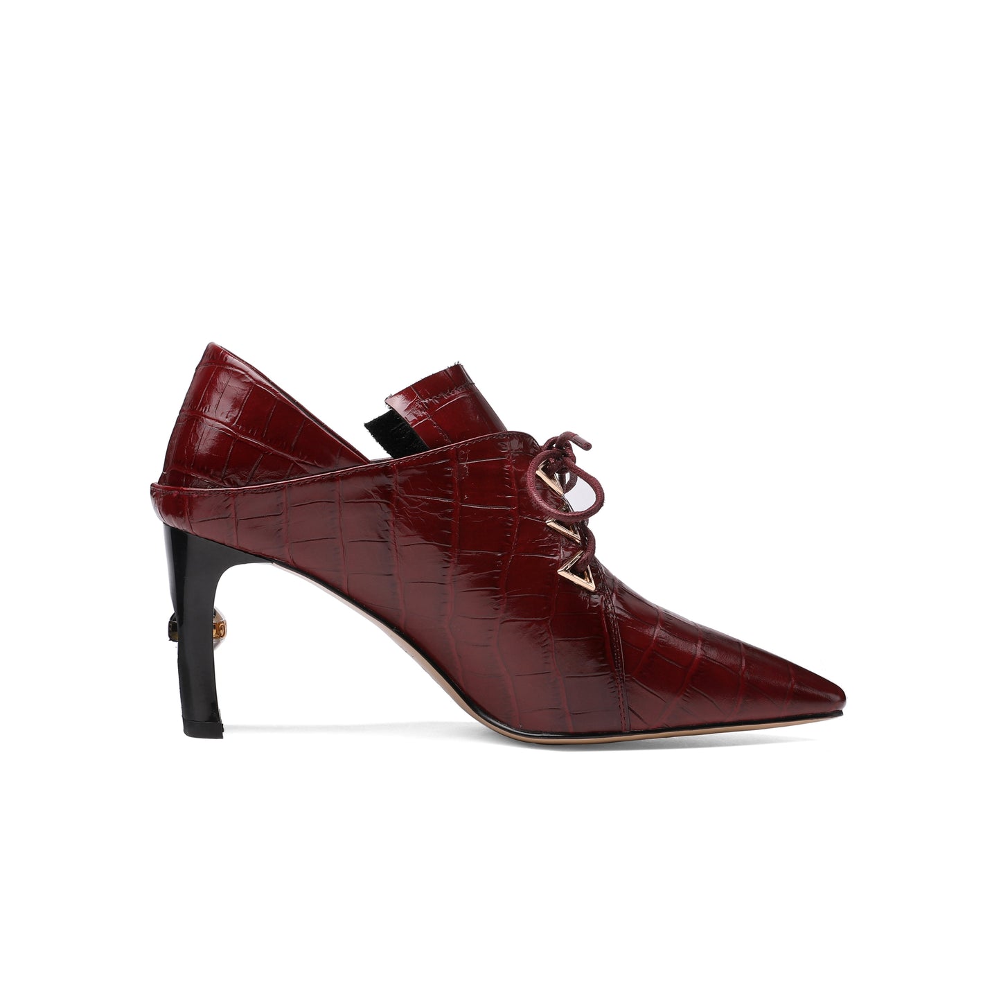 Nine Seven Women's Handmade Embossed Genuine Leather Square Toe Exquisite High Heel Lace Up Plus-Size Pump Shoes