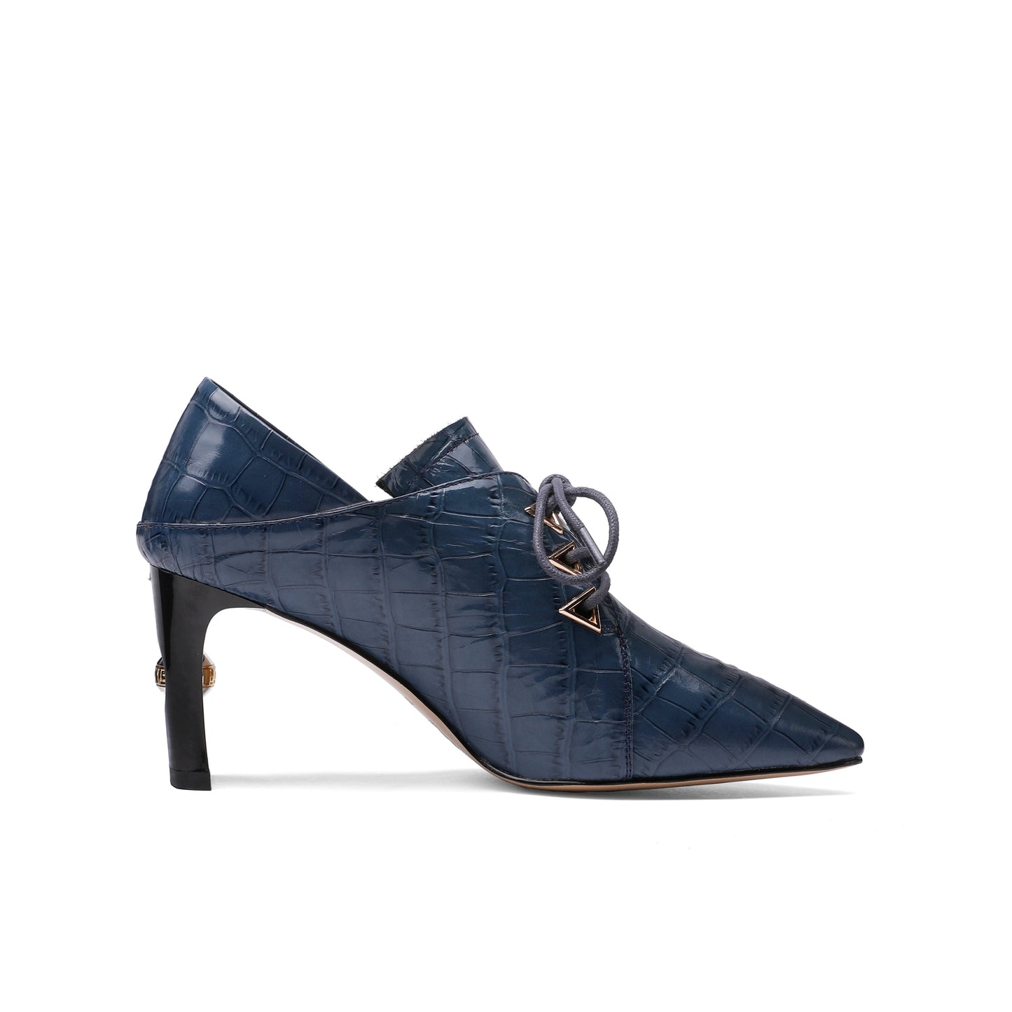 Nine Seven Women's Handmade Embossed Genuine Leather Square Toe Exquisite High Heel Lace Up Plus-Size Pump Shoes