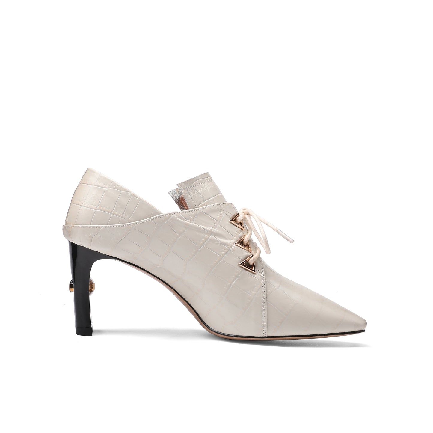 Nine Seven Women's Handmade Embossed Genuine Leather Square Toe Exquisite High Heel Lace Up Plus-Size Pump Shoes