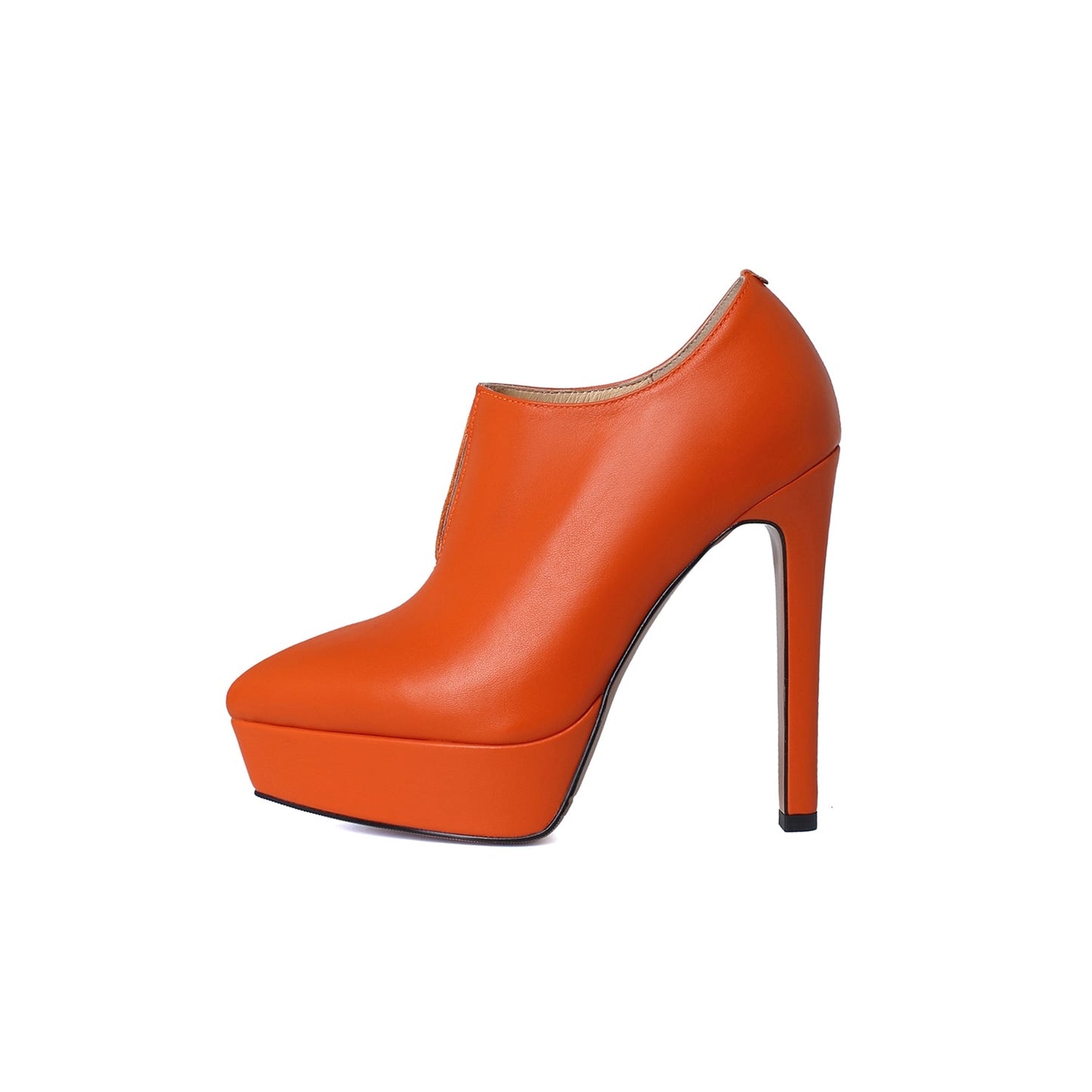 Nine Seven Women's Genuine Leather Handmade V-Shaped Pointy Toe Sexy Stiletto Heel Pumps with Platform