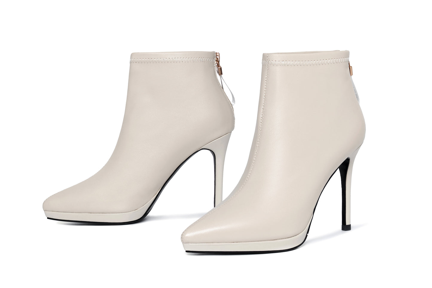 Nine Seven Women's Handmade Soft Genuine Leather Stiletto high Heel Easy Back Zip Up Pointed Toe Platform Ankle Boots