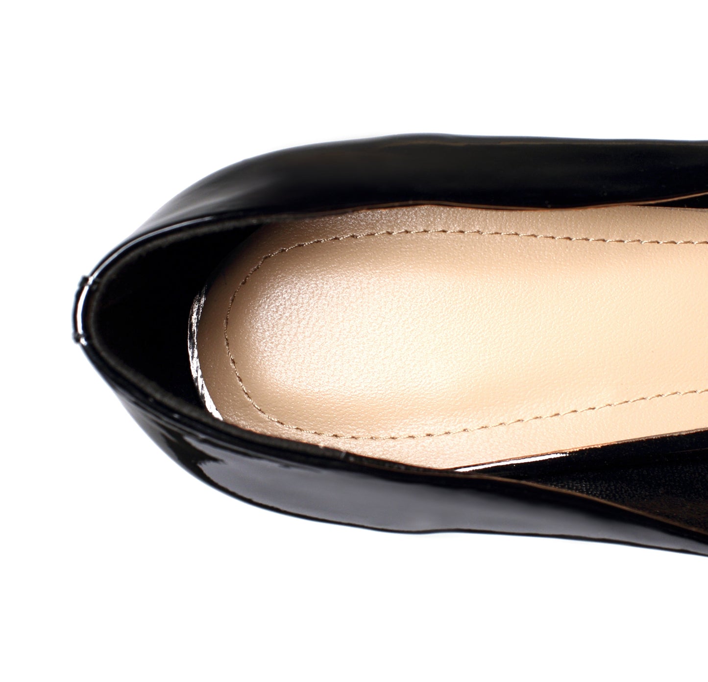 Nine Seven Glossy Patent Leather Women's Pointed Toe High Chunky Heel Handmade Slip On Graceful Pump Shoes