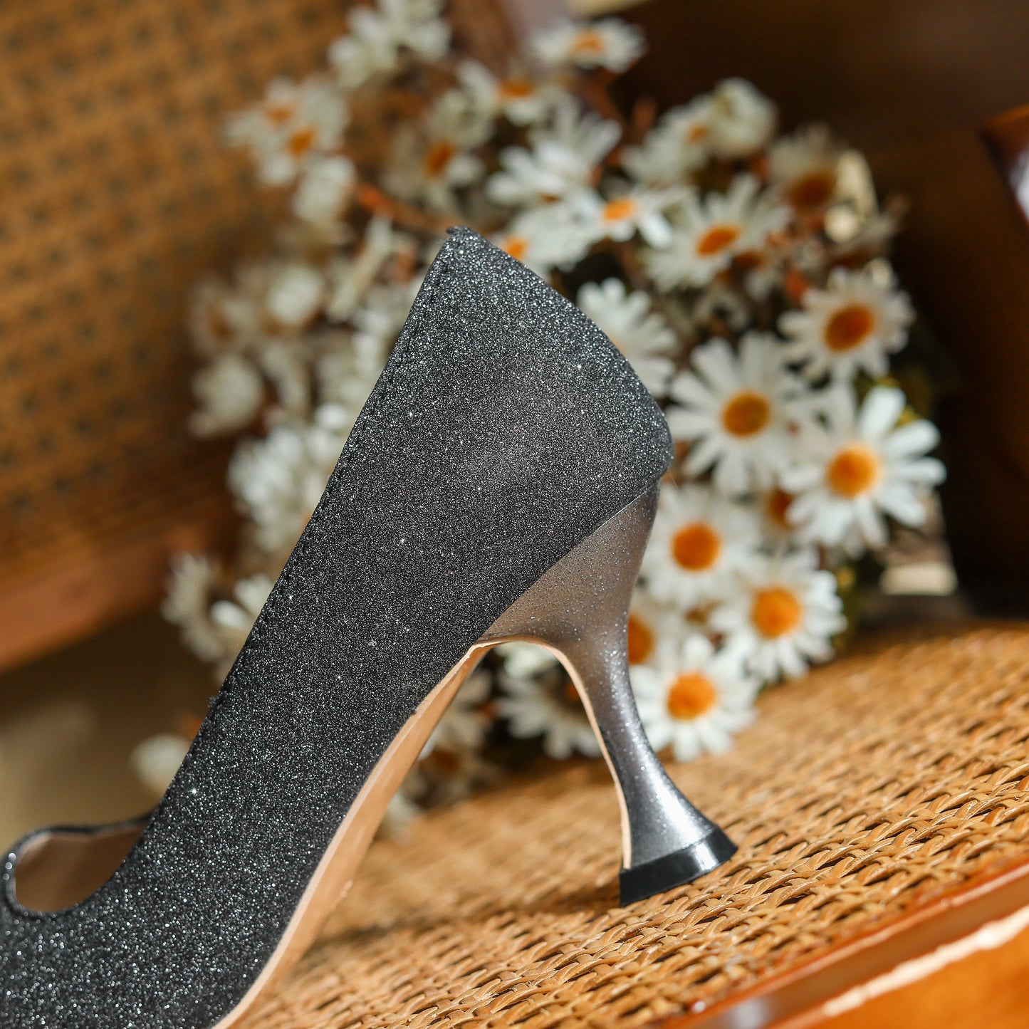 Nine Seven Women's Handmade Pointed Toe Glitter High Heel Weeding Pumps Shoes