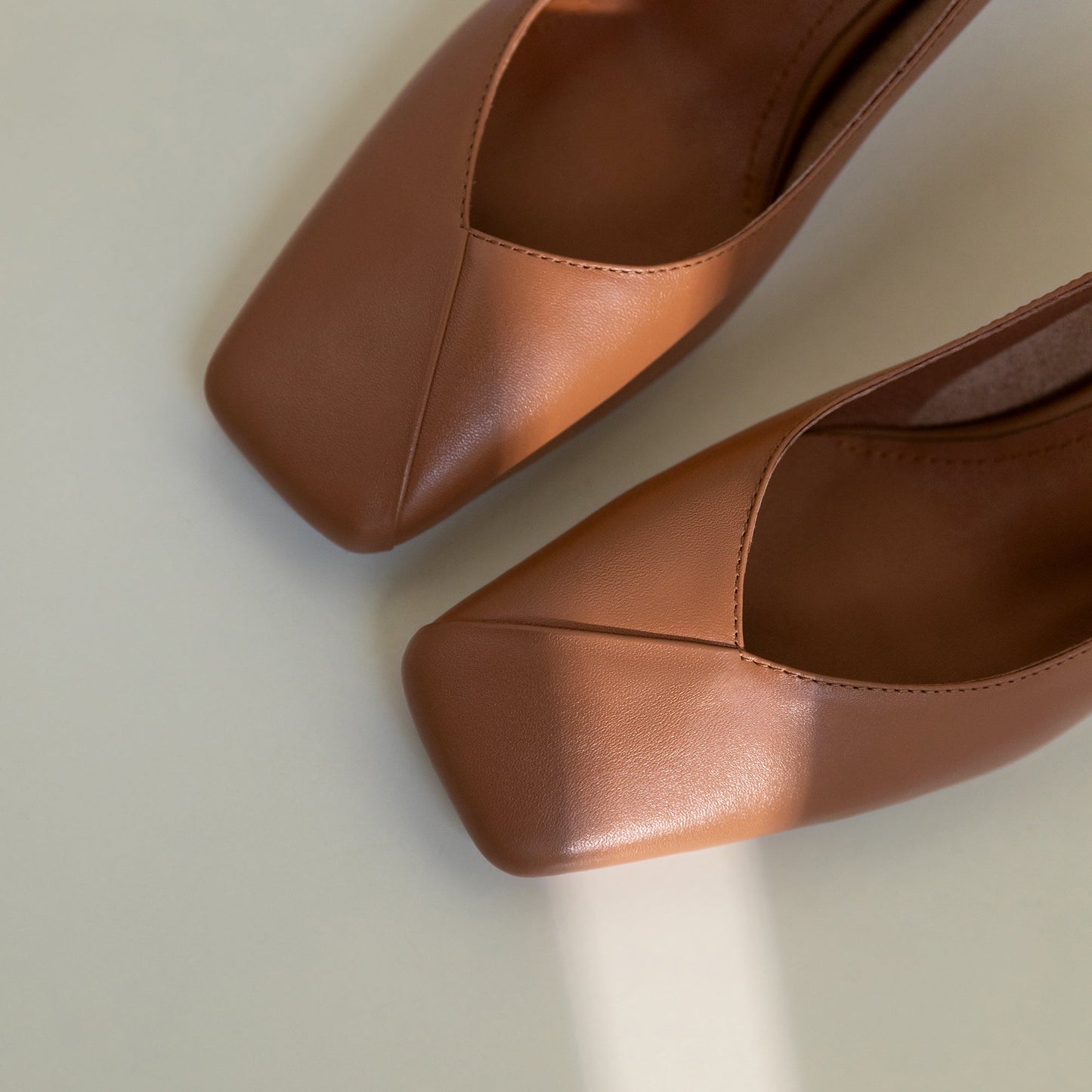 Nine Seven Genuine Leather Handmade Women's Square Toe Unique Mid Heel Slip On Comfortable Pumps