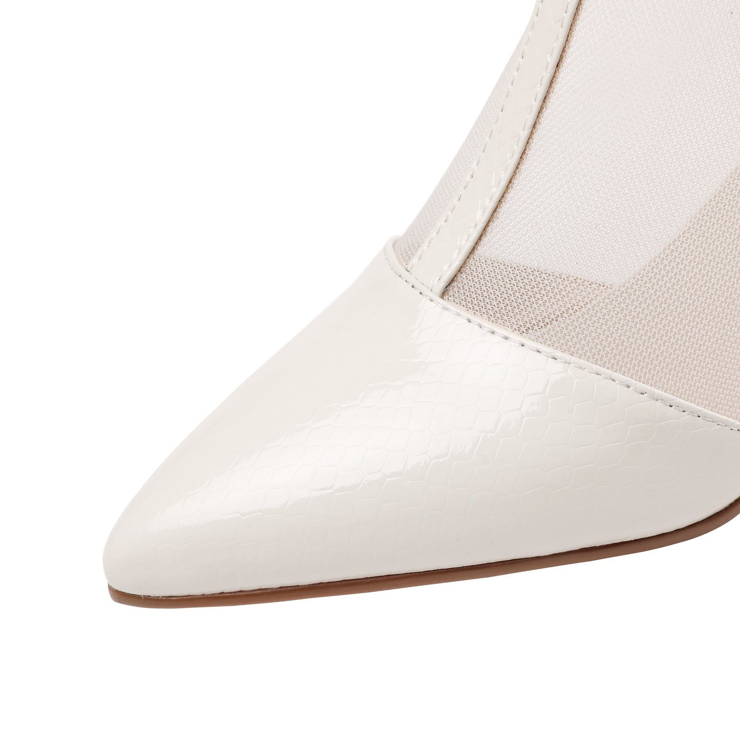 Nine Seven Women's Leather and Mesh Handmade Comfortable Spool Heel Back Zipper Pointy Toe Ankle Boots with Rhinestone and Crystal