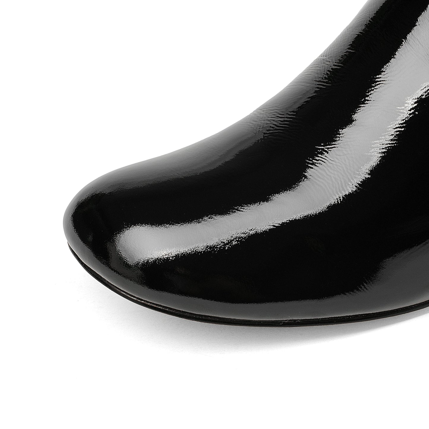 Nine Seven Women's Handmade Patent Leather Round Toe Comfort Flat Stylish Back Zipper Ankle Boots