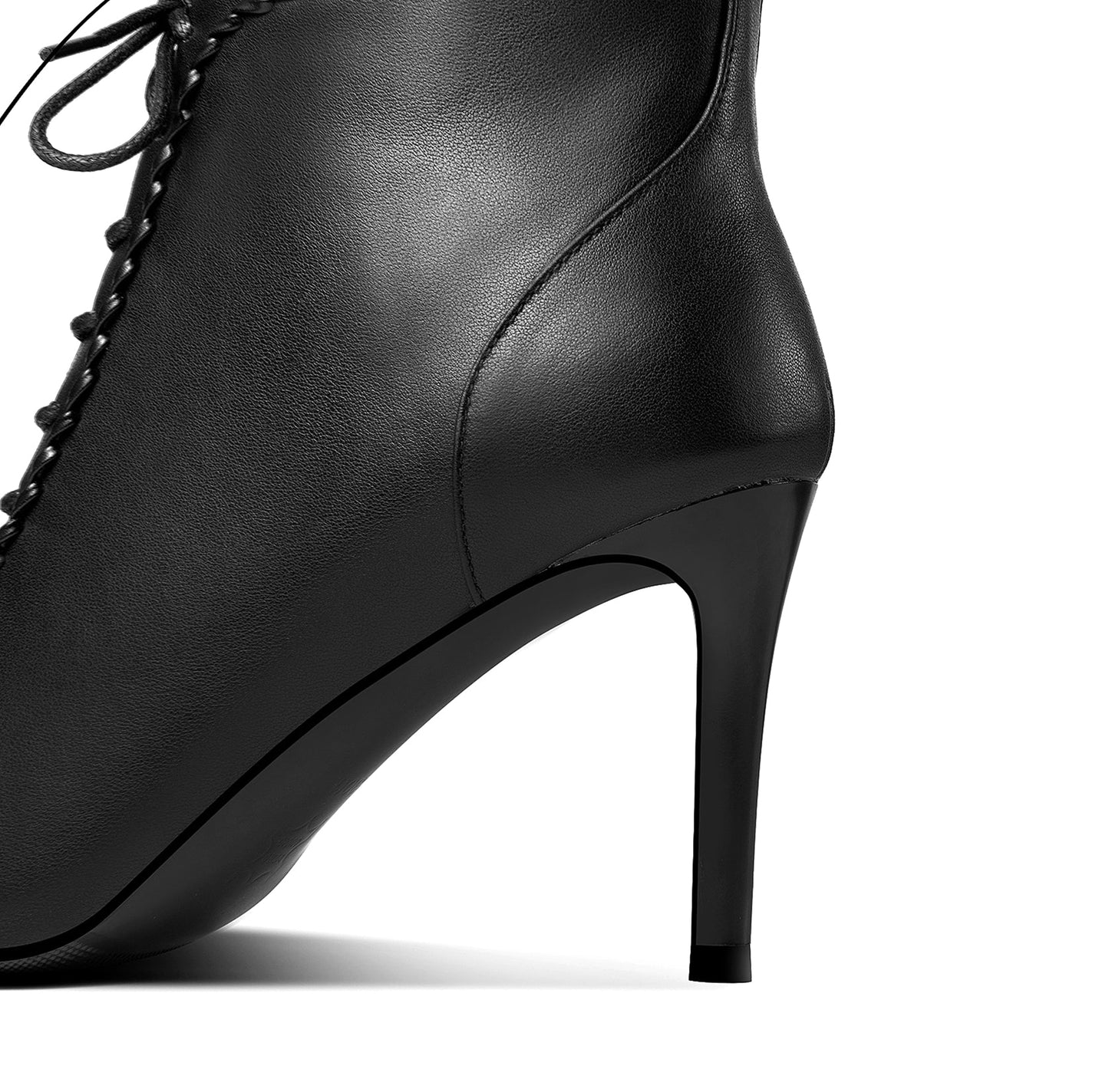 Nine Seven Women's Genuine Leather Sexy Stiletto Heel Handmade Zip Up Pointed Toe Booties with Selftie Design