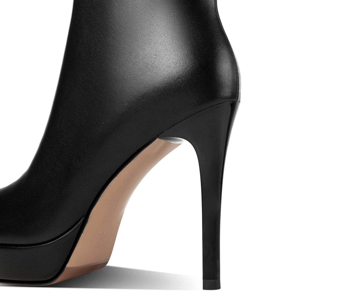 Nine Seven Women's Genuine Leather Pointed Toe Handmade Platform Side Zipper Stiletto High Heels Chic Ankle Boots