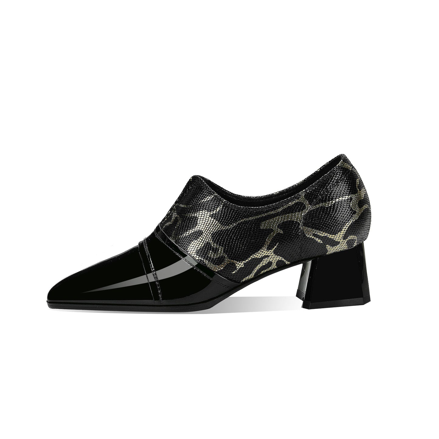 Nine Seven Women's Pointed Toe Genuine Leather Handmade Chunky Heels Slip On Casual Loafers Shoes