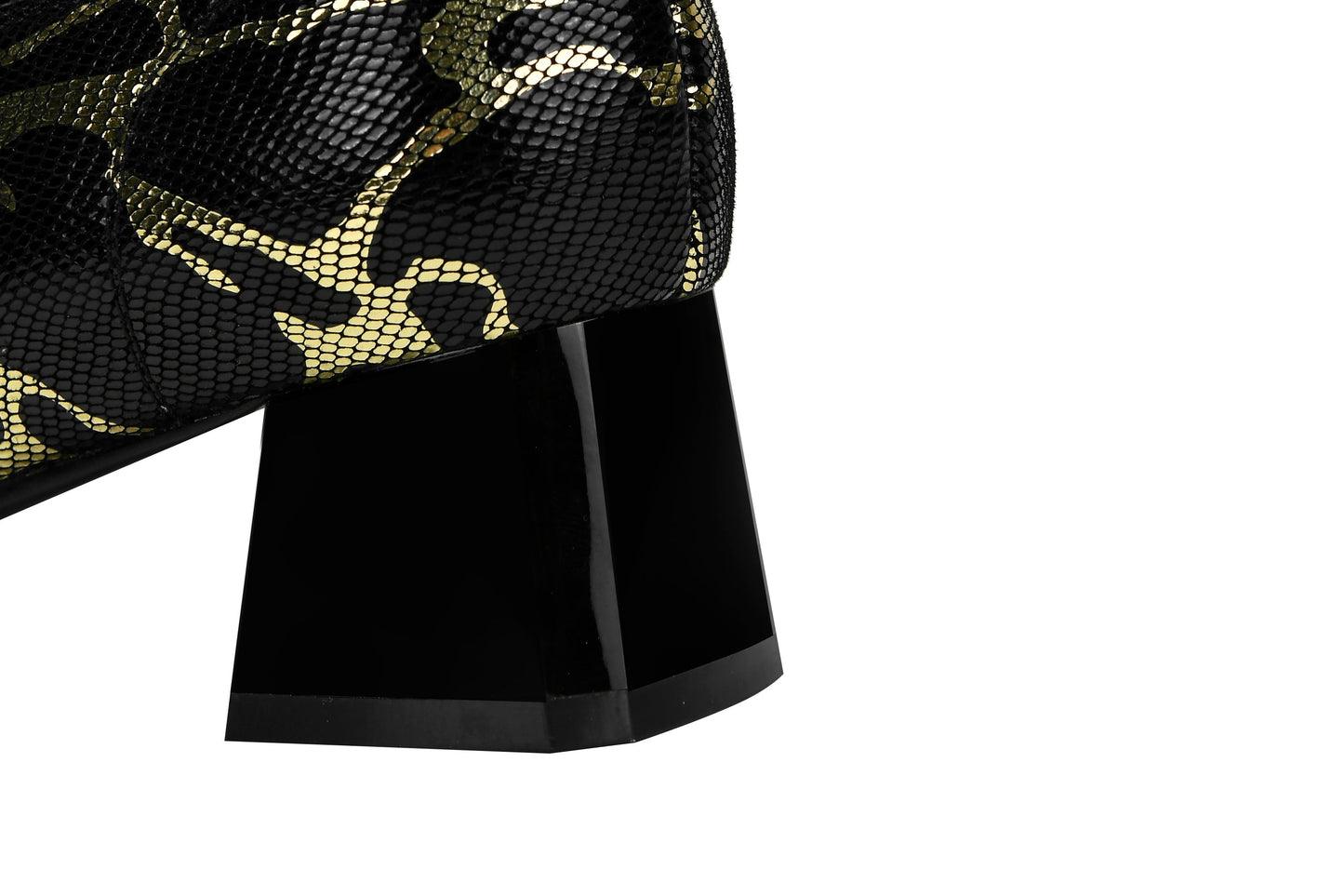 Nine Seven Women's Pointed Toe Printting Genuine Leather Handmade Side Zipper Low Chunky Heels Stylish Pumps Shoes