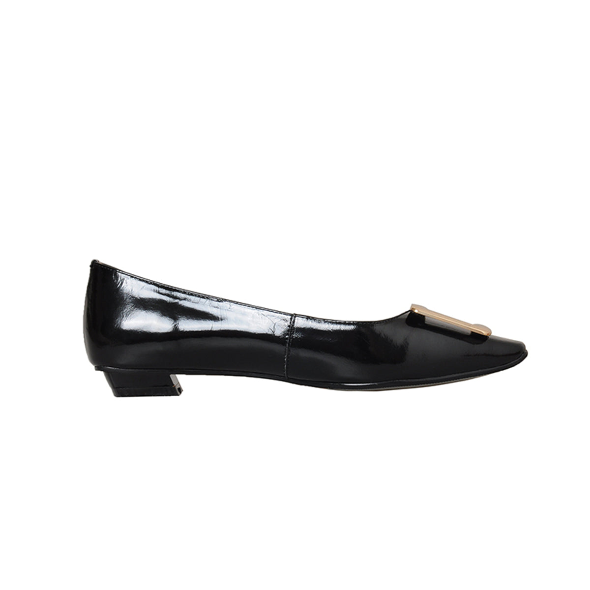 Nine Seven Women's Square Toe Patent Leather Handmade Buckle Comfort Slip On Flat