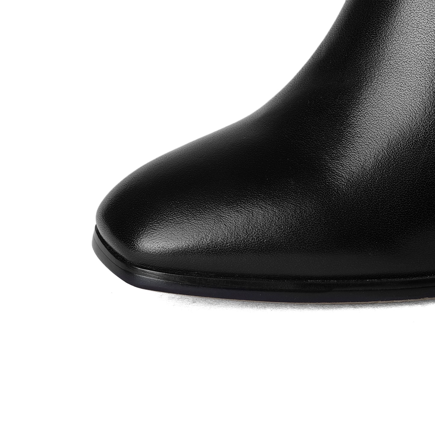 Nine Seven Genuine Leather Square Toe Chunky Heel comfortable Knee High Boots